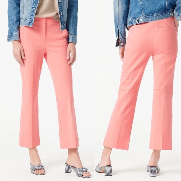 J Crew EUC $98 Tall Hayden Bi-Stretch Cotton Kickout Crop Pant in Guava | Sz 8T - Picture 2 of 6